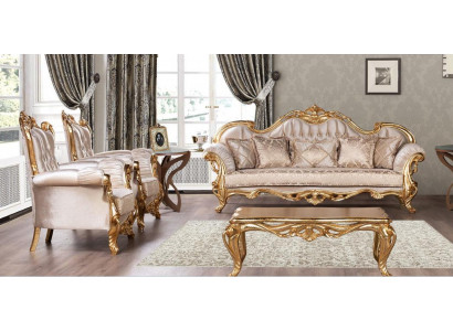 Suite Canapé 3+1+1 Table Basse Canapé Tissu de Luxe Fauteuil Canapés neufs