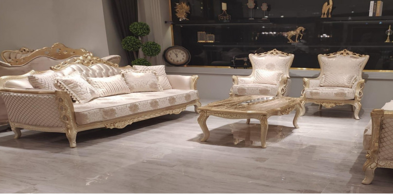 Canapé Fauteuil Canapés Ensemble de canapés 3+1+1 places Suite Luxe Baroque Salon neuf
