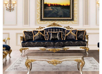 Canapé trois places en tissu de style baroque rococo classique neuf