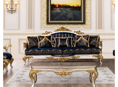 Canapé trois places en tissu de style baroque rococo classique neuf