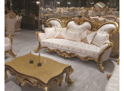 Canapé trois places de luxe Canapé 3 places Canapés Fauteuil Tissu Style Baroque Rococo 240cm