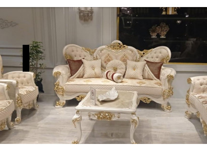 Canapé trois places Canapé 3 places Canapés style baroque rococo Siège Tissu Meubles baroques