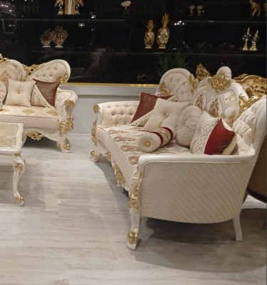 Canapé trois places Canapé 3 places Canapés style baroque rococo Siège Tissu Meubles baroques