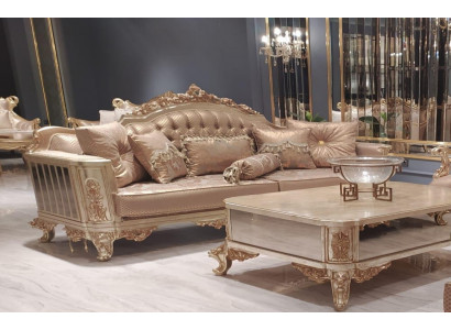 Canapé trois places 3 places canapé classique canapés tissu style baroque velours neuf