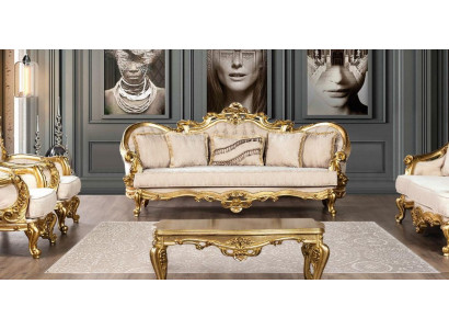 Canapé 3 places Tissu Trois canapés de style baroque de luxe pour le salon Baroque nouveau