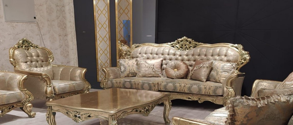 Canapé trois places Classique R style tissu Baroque Salon Nouveau