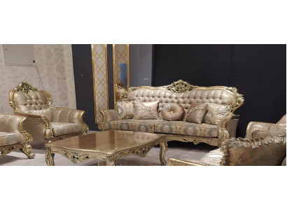 Canapé trois places Classique R style tissu Baroque Salon Nouveau
