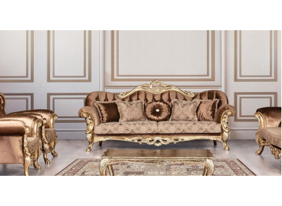 Canapé trois places de luxe, canapé baroque rococo à trois places, canapé fauteuil canapés fauteuil en tissu style mobilier