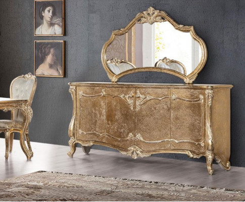 Set de commode avec miroir Suite Commodes en bois Groupe Buffet Meubles Baroque