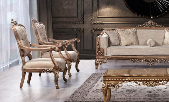 Fauteuil à ailes Canapé de luxe Salon baroque Relaxation Design Rembourrage Neuf