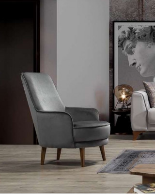 Chaise fauteuil de design moderne Salon Rembourrage Place assise Unique Relax Gris Style Luxe