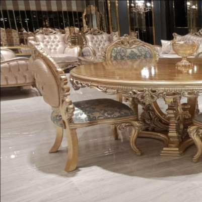 Chaise de salle à manger Chaise Chaises Bois Luxe Salle à manger Tissu Style Baroque Lehn