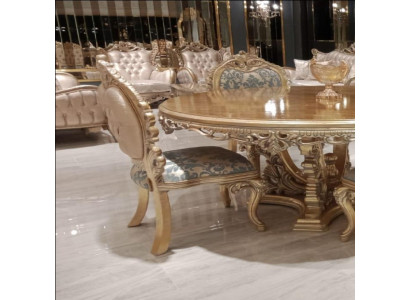 Chaise de salle à manger Chaise Chaises Bois Luxe Salle à manger Tissu Style Baroque Lehn