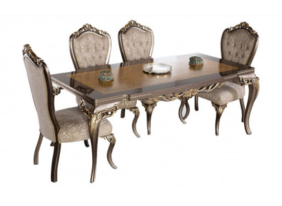 Salle à manger Chaise Chaises Bois Luxe Salle à manger Ess Tissu Style Baroque 1x Fauteuil