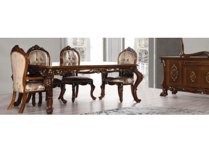 Chaise de salle à manger Chaise Meubles Bois Luxe Salle à manger Tissu Style Baroque Chaises