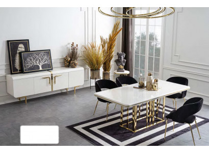 Table à manger 4 chaises éléments en acier inoxydable ensemble de buffet salle à manger 6 pièces