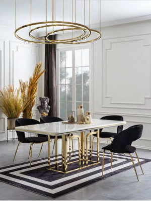 Grand Table de salle à manger Éléments en acier inoxydable Mobilier de salle à manger Mobilier de luxe