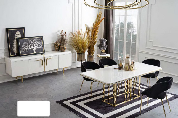 Grand Table de salle à manger Éléments en acier inoxydable Mobilier de salle à manger Mobilier de luxe