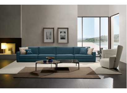 Canapé 4 places en cuir rembourré Canapés en cuir italien bleu de design