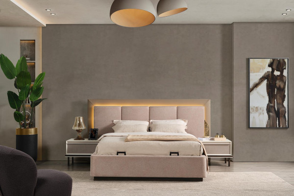 Ensemble de chambre à coucher Lit 2xTables de nuit Coiffeuse Nouveau design de luxe 5 pièces