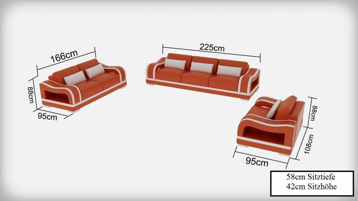 Canapé en cuir Canapé Paysage de vie 3+2+1 Suite de siège Design Moderne Canapé G8030D