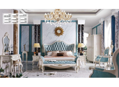 Classique lit de luxe Chesterfield en cuir chambre Baroque Meubles Lits 3pcs