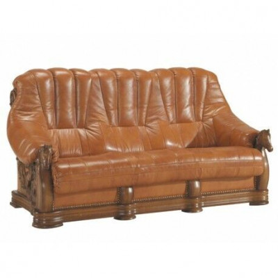 Ensemble de canapé classique en cuir rembourré en bois 3 + 2 + 2 suite