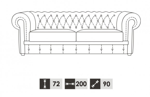 Canapé 3 places Chesterfield Design Canapés Relax Tissus de Revêtement Moderne