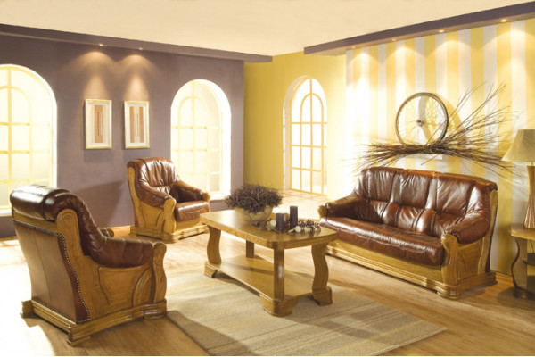 Canapé Trois places Canapé classique 3 places Rembourrage 100% cuir Canapés