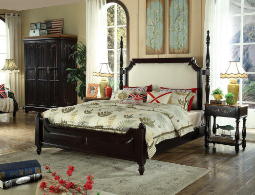 Lits en bois américain de luxe Mobilier en bois massif Lit de chambre à coucher Ensemble de 3 pièces. Nouveau