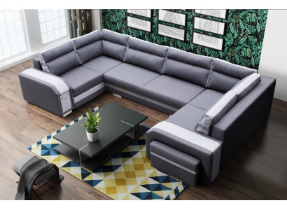 XXL paysage vivant Canapé d'angle Canapé Sofa Rembourrage Suite Coin Designer U-forme nouveau