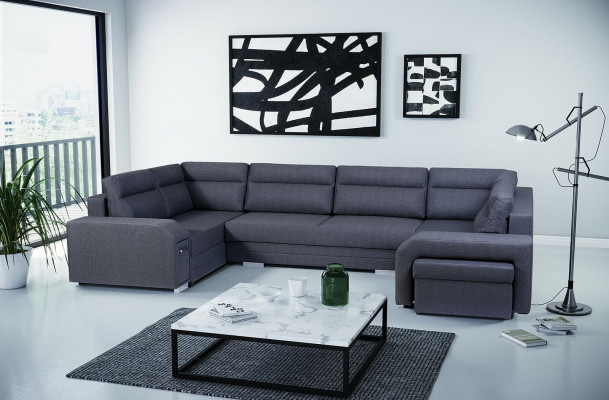 XXL Canapé d'angle de paysage vivant Canapé Canapé Rembourrage Suite Designer U-forme d'angle nouveau