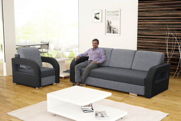 Canapé convertible, canapé pliant 3 places avec fonction de couchage + sommier de lit, design de canapé.