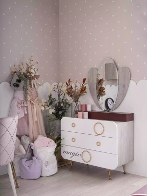 Luxe Ensemble de chambre d'enfants Lit Armoire Étagère Mobilier pour enfants Filles 8 pièces