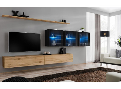 Unité murale 340cm Mobilier de luxe Armoire murale Moderne Design d'étagère murale complet