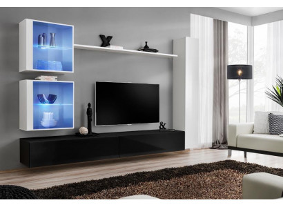 Ensemble de meuble mural Ensemble de meuble mural blanc Complet meuble TV bas Étagère murale Mobilier de salon