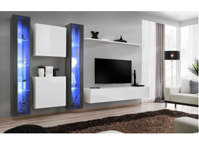 Ensemble mural complet Ensemble complet de 6 pièces de vitrine suspendue Mobilier de salon Armoire murale