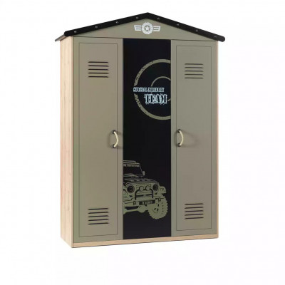 Meubles pour enfants, suite de chambre d'enfant de luxe, lit vert, cadre de lit en bois 5 pièces