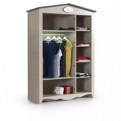 Suite Lit pour enfants Lit pour filles Ensemble de meubles en bois Mobilier gris Ensemble de meubles 4 pièces Armoire