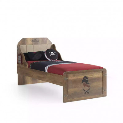 Chambre d'enfants Suite Lit de pirate Cadre de lit pour jeunes en bois Marron Ensemble 5 pièces