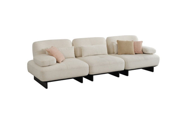 Salon Rembourrage Blanc Ensemble 2x Canapés Tables basses Table d'appoint