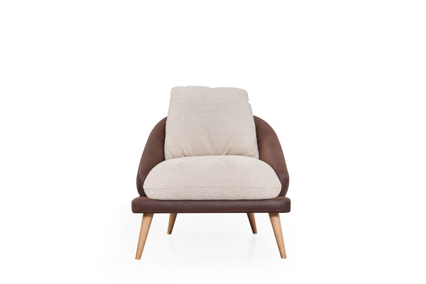 Ensemble canapé marron et blanc Salon fauteuil de luxe trois places 2 pièces