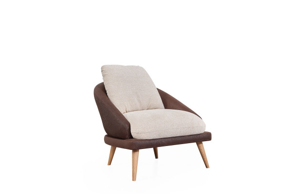 Ensemble canapé marron et blanc Salon fauteuil de luxe trois places 2 pièces
