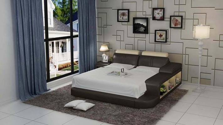 Conception de lit de luxe Lits de luxe en cuir Chambre moderne 140/160/180 LB8810