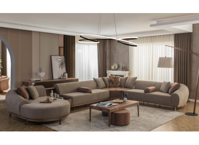 Canapé d'angle moderne beige en forme de U - paysage de vie - salle de séjour - canapés de luxe