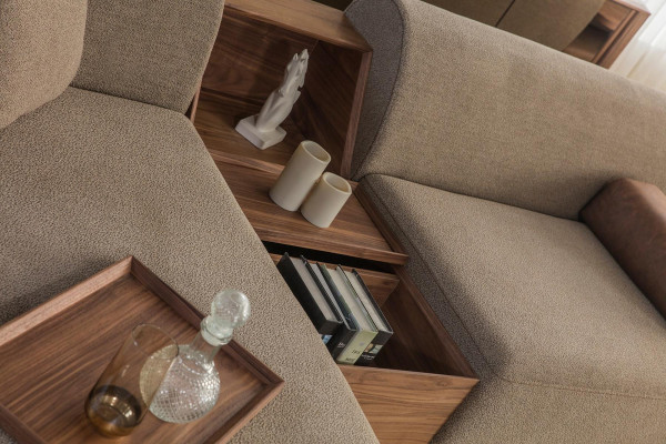 Canapé d'angle moderne beige en forme de U - paysage de vie - salle de séjour - canapés de luxe