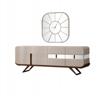 Ensemble de salle à manger blanc-marron Table à manger moderne 6 chaises rembourrées 9 pièces