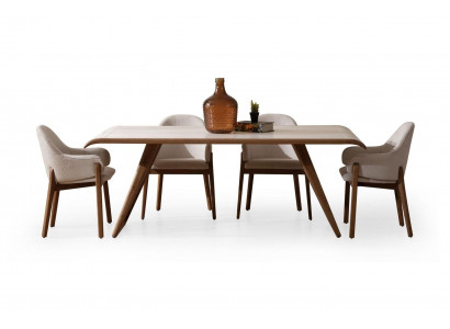 Ensemble de salle à manger exclusif brun: table à manger, 6 chaises, chaises rembourrées 7 pièces