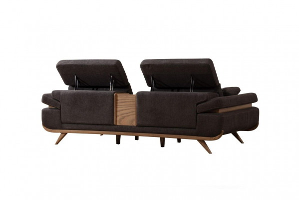 Ensemble de sièges marron-blanc Trois places Luxueux Revêtement en tissu Fauteuil Ensemble de 2 pièces