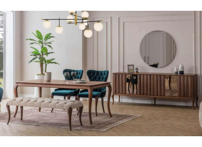 Mobilier de salle à manger marron et blanc Chesterfield Tabouret de designer Table à manger de luxe
